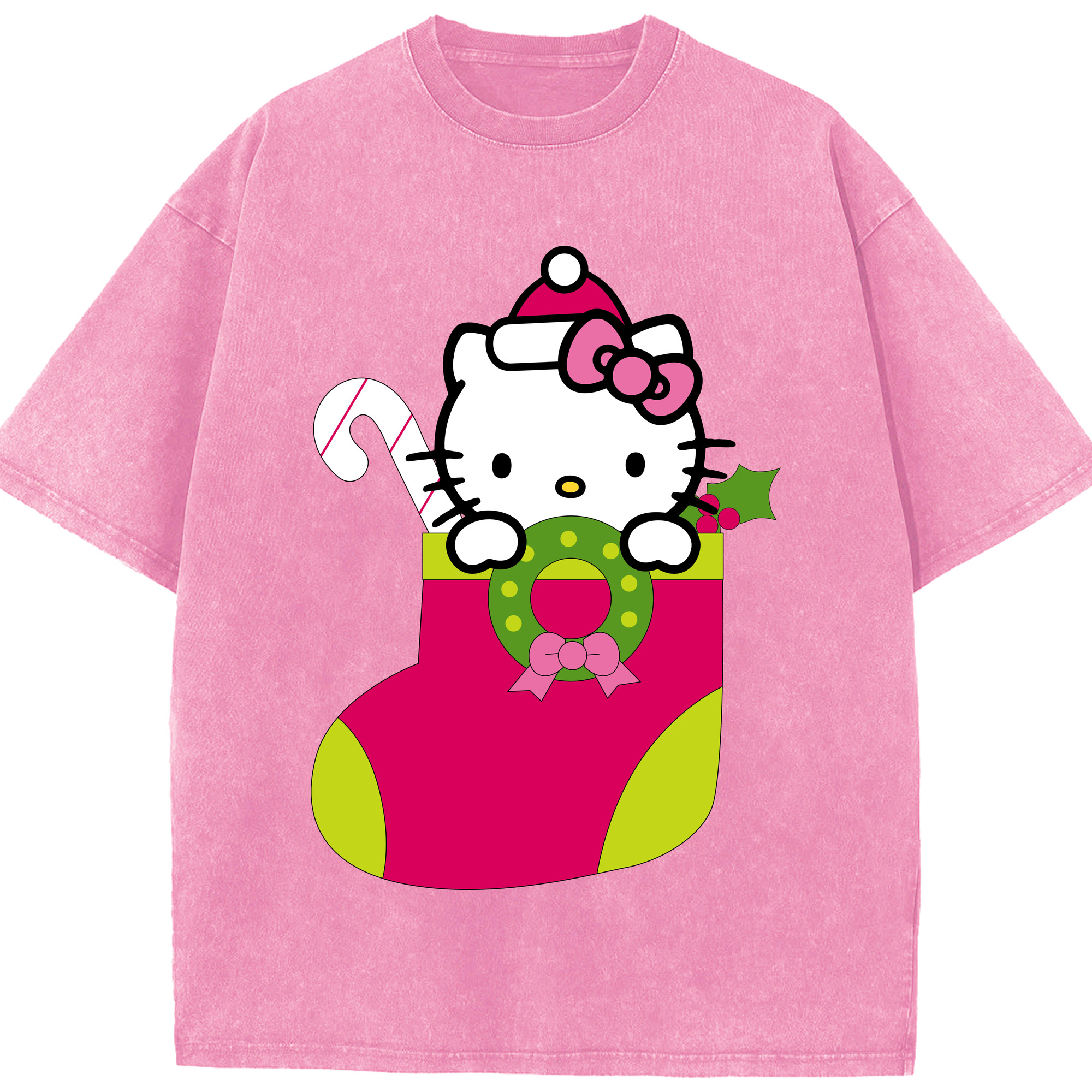 （画像用） Hello Kitty ハローキティ 綿100% ヴィンテージ風 半袖Tシャツ（フロントプリント）
